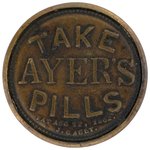 ENCASED POSTAGE STAMP PATENTED 1862 WITH REVERSE TEXT "TAKE AYER'S PILLS".