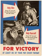 WORLD WAR II - WAR BONDS BUY BULLETS VICTORY POSTER & "THIS COIN WILL BUY ME BULLETS" & SILVER DIME.