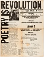 CIVIL RIGHTS "POETRY IS REVOLUTION" LEROI JONES, HUEY NEWTON, H. RAP BROWN POSTER.