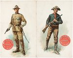 LAFLIN & RAND GUNPOWDER CARDBOARD ADVERTISING PRINT PAIR FEATURING SPANISH-AMERICAN WAR SOLDIERS.