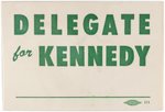 "DELEGATE FOR KENNEDY" BADGE FROM 1960 LOS ANGELES DEMOCRATIC NATIONAL CONVENTION.