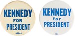 PAIR OF UNUSUAL VARIETIES OF "KENNEDY FOR PRESIDENT" SLOGAN BUTTONS.