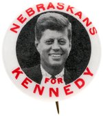 "NEBRASKANS FOR KENNEDY" RARE 1960 PORTRAIT BUTTON HAKE #2073.