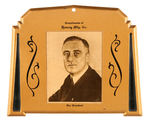 FDR TIN LITHO. DESK ORNAMENT WITH PAPER PHOTO C.1933 INAUGURAL.