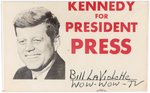 RARE "KENNEDY FOR PRESIDENT PRESS" PORTRAIT PASS.