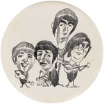 THE BEATLES 6" CARICATURE BUTTON FROM FAMOUS SERIES BY ARTIST DAVID LEVINE.