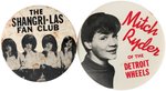 SHANGRI-LAS AND MITCH RYDER 2 RARE 1960s FAN CLUB BUTTONS.