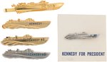 NINE DIFFERENT KENNEDY PT BOAT CLIP, TACK AND PIN BACKS.