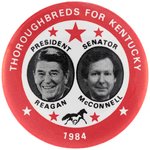 SCARCE REAGAN MITCH McCONNELL 1984 COATTAIL JUGATE BUTTON.