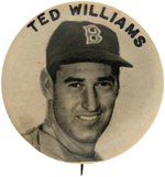 TED WILLIAMS LARGE AND RARE REAL PHOTO BUTTON.