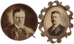 PAIR OF ROOSEVELT SEPIA TONED REAL PHOTO PORTRAIT BUTTONS FROM 1904 AND 1912.