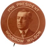 FOR PRESIDENT WOODROW WILSON" STRIKING BROWNTONE PORTRAIT BUTTON.