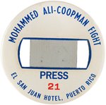 ALI-COOPMAN 1976 PRESS BUTTON FOR FIGHT FOLLOWING THRILLA IN MANILA.
