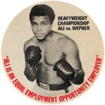 ALI VS. WEPNER 1975 HEAVY WEIGHT CHAMPIONSHIP FIGHT BUTTON.
