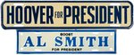 "HOOVER FOR PRESIDENT" AND "BOOST AL SMITH FOR PRESIDENT" LICENSE PLATE ATTACHMENTS.