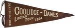 "COOLIDGE DAWES LINCOLN TOUR 1924 OFFICIAL CAR" PENNANT.