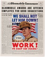 WORLD WAR II "OLDSMOBILE CANNONEER" EMPLOYEE NEWSPAPER WITH MacARTHUR COVER.