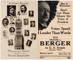 SOCIALIST POSTCARD AND BUTTONS INCLUDING VICTOR BERGER AND EMIL SEIDEL.