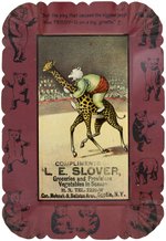 SEYMOUR EATON'S ROOSEVELT BEARS LITHO TIN TRAY WITH "TEDDY-G" RIDING A GIRAFFE.