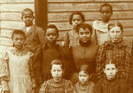 ONE ROOM SCHOOLHOUSE 1896 CLASS PHOTO WITH BLACKS/WHITES.