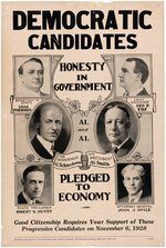 SCARCE "AL AND AL" SMITH/SCHMEDEMAN "HONESTY IN GOVERNMENT" WISCONSIN MULTIGATE COATTAIL POSTER.