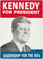 UNUSUAL KENNEDY "LEADERSHIP FOR THE 60'S" CARDBOARD POSTER FROM CALIFORNIA.