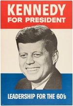 JUMBO JOHN F. KENNEDY "LEADERSHIP FOR THE 60'S" PORTRAIT POSTER.