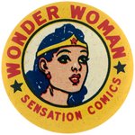 "WONDER WOMAN - SENSATION COMICS" HIGH GRADE 1942 COMIC BOOK PREMIUM BUTTON.