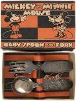"MICKEY AND MINNIE MOUSE BABY SPOON AND FORK" BOXED SET.