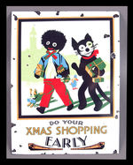 RARE FELIX AND GOLLIWOG ENAMELED METAL CHRISTMAS SIGN.