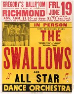 THE SWALLOWS 1953 GLOBE CONCERT POSTER.