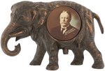 TAFT FIGURAL CAST IRON "GOP" ELEPHANT FEATURING 2.25" PORTRAIT CELLO BUTTON.