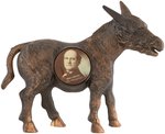 BRYAN FIGURAL CAST IRON DONKEY FEATURING 1.75" PORTRAIT CELLO. BUTTON.