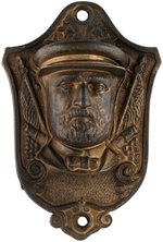 ULYSSES S. GRANT FIGURAL WALL MOUNTED CAST IRON MATCH HOLDER.