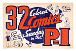 NEWSPAPER SUNDAY COMIC STRIPS PROMO SIGN WITH POPEYE, OTHERS.