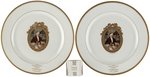 WILSON CERAMIC MATCH HOLDER AND PAIR OF 1912 SYRACUSE, NEW YORK SINGLE DAY EVENT PLATES.