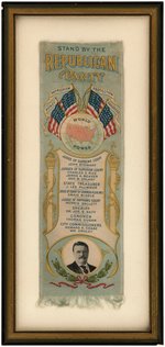 ROOSEVELT "STAND BY THE REPUBLICAN PARTY" FRAMED PHILADELPHIA PORTRAIT RIBBON.