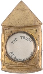 RARE ROOSEVELT/FAIRBANKS "THE TRUST SEARCHLIGHT" OUTSTANDING MECHANICAL PIN BACK BADGE.