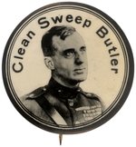 "CLEAN SWEEP BUTLER"  RARE 1932 SENATE CAMPAIGN BUTTON FOR MARINE CORPS MAJOR GENERAL.