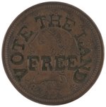 "VOTE THE LAND FREE"  1844 OR 1848  COUNTERSTAMPED SLOGAN ON U.S. LARGE CENT.