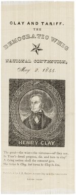 HENRY CLAY "DEMOCRATIC WHIG NATIONAL CONVENTION" PORTRAIT RIBBON.