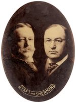 "TAFT AND SHERMAN" OVAL SEPIA TONED REAL PHOTO JUGATE BUTTON UNLISTED IN HAKE.