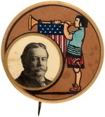 TAFT ART NOUVEAU TRUMPETER PORTRAIT BUTTON HAKE #49.