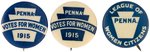 TRIO OF PENNSYLVANIA "VOTES FOR WOMEN" BUTTONS.