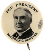 SCARCE "FOR PRESIDENT WARREN G. HARDING" BUTTON UNLISTED IN HAKE.