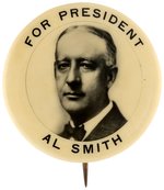 SCARCE "FOR PRESIDENT AL SMITH" HIGH CONTRAST REAL PHOTO BUTTON HAKE #2040.