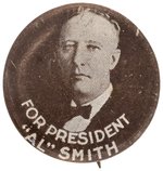 UNUSUAL ALL CELLO "FOR PRESIDENT 'AL' SMITH" BUTTON UNLISTED IN HAKE.