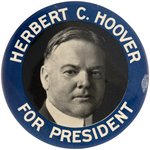 "HERBERT C. HOOVER FOR PRESIDENT" LARGE CELLO BUTTON/AUTO ATTACHMENT.