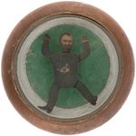 U.S. GRANT 'MAGIC TOY' W/MOVEABLE HEAD AND LIMBS ENCASED IN WOOD WITH GLASS COVER C. 1880.