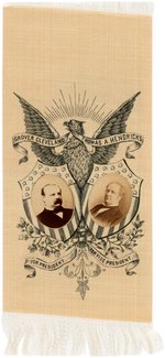 CLEVELAND/HENDRICKS  1884 MINT RIBBON WITH APPLIED JUGATE ALBUMEN PHOTOS HAKE #3101.